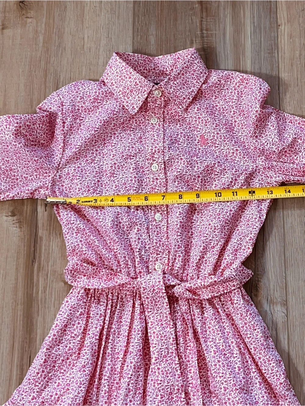Polo Ralph Lauren Girl’s Pink Floral Cotton Poplin Shirt Dress Size 8